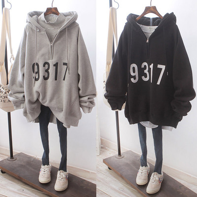 Hooded Half Zip Sweater 2022 Autumn and winter new pattern Cap student clothes Easy Korean Edition