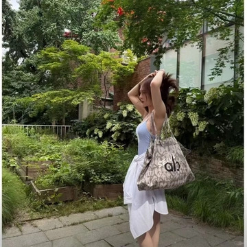 ALO Letter Print Tote Bag for Women, Large Capacity Commuter Versatile Canvas Yoga Bag, Dropshipping, Custom Logo Available