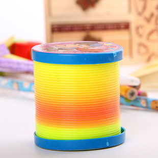 W12 Adult Stress Relief 5cm Diameter Rainbow Ring Elastic Band Spring Ring Pull Ring Two Yuan Supply