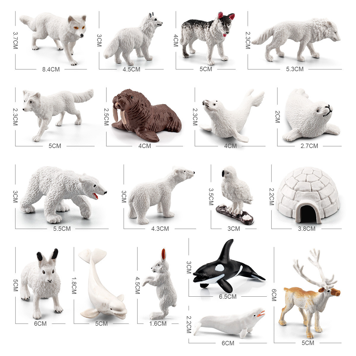Modelo Animal de la simulación de los niños de la venta caliente transfronteriza mini Ártico invierno animal morsa ballena blanca sello adornos cognitivos