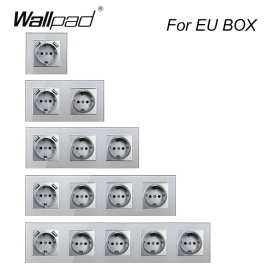 银色欧标法式德规墙壁USBTypeC插座开关灰色玻璃联体面板批发圆盒