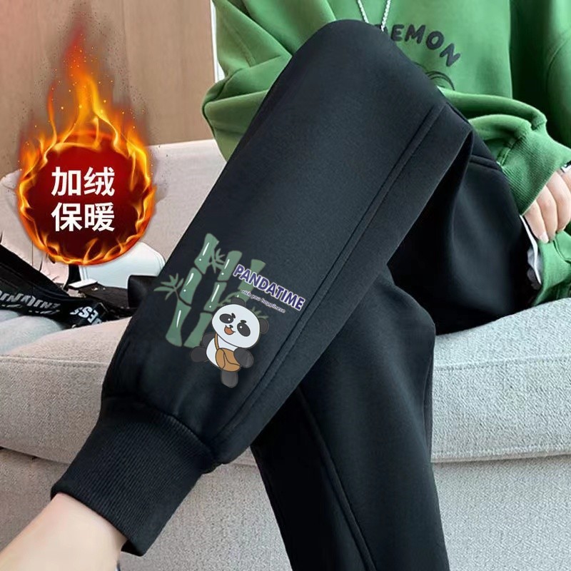 팬더 스크류 블랙 팬츠 플러스 벨벳