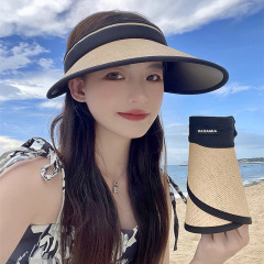 女性用日よけ帽子、新作UVカットサンハット、夏用日よけ、つばなしUVカット帽子