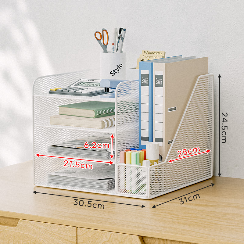 デスクファイル収納ラック垂直フォルダー収納ボックスデスクトップ本棚ファイルラックペンホルダー文具卸売|undefined