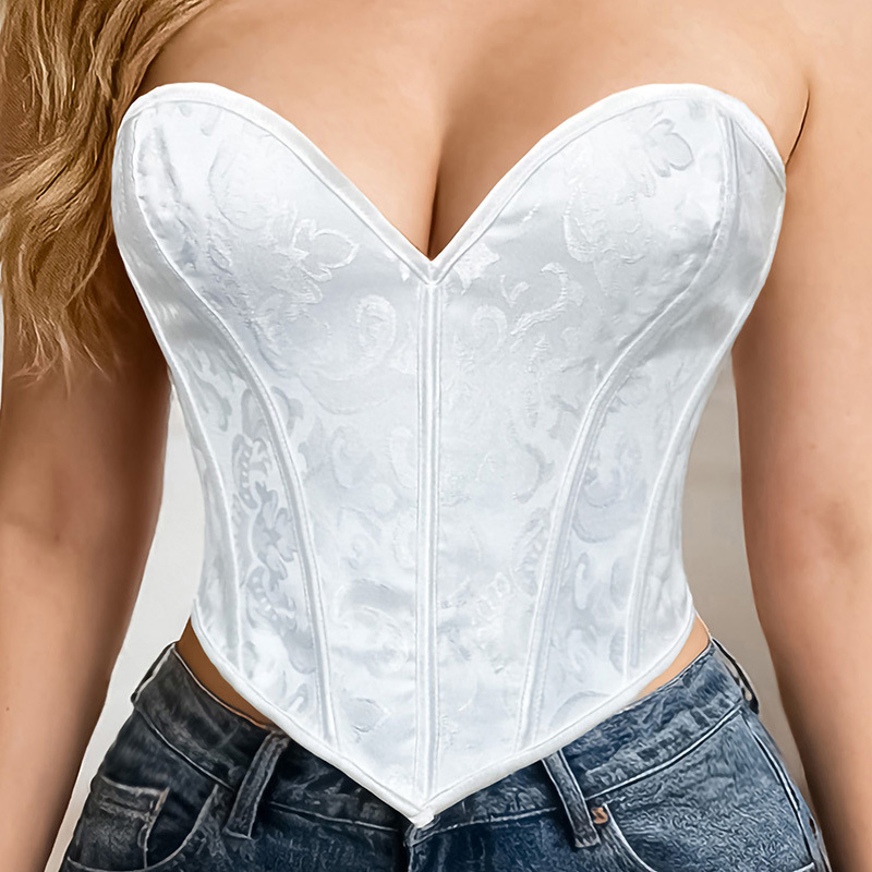 European and American Retro Printed Fishbone Corset Vest with Straps, New Strapless Tight-Fitting Waist-Cinching Court-Style Shapewear European and American Retro Printed Fishbone Corset Vest with Straps, New Strapless Tight-Fitting Waist-Cinching Court-Style Shapewear