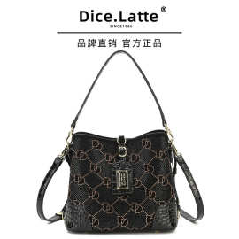 跨境时尚热销女包通勤包鳄鱼皮纹休闲挎包水桶包大容量经典单肩