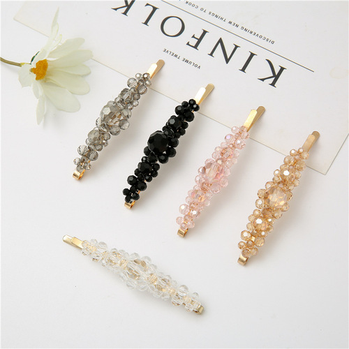 Simple Korean Instagram Crystal Hair Clip with Fish Line Braiding and Spring Clip, Trendy Hair Accessory for Girls