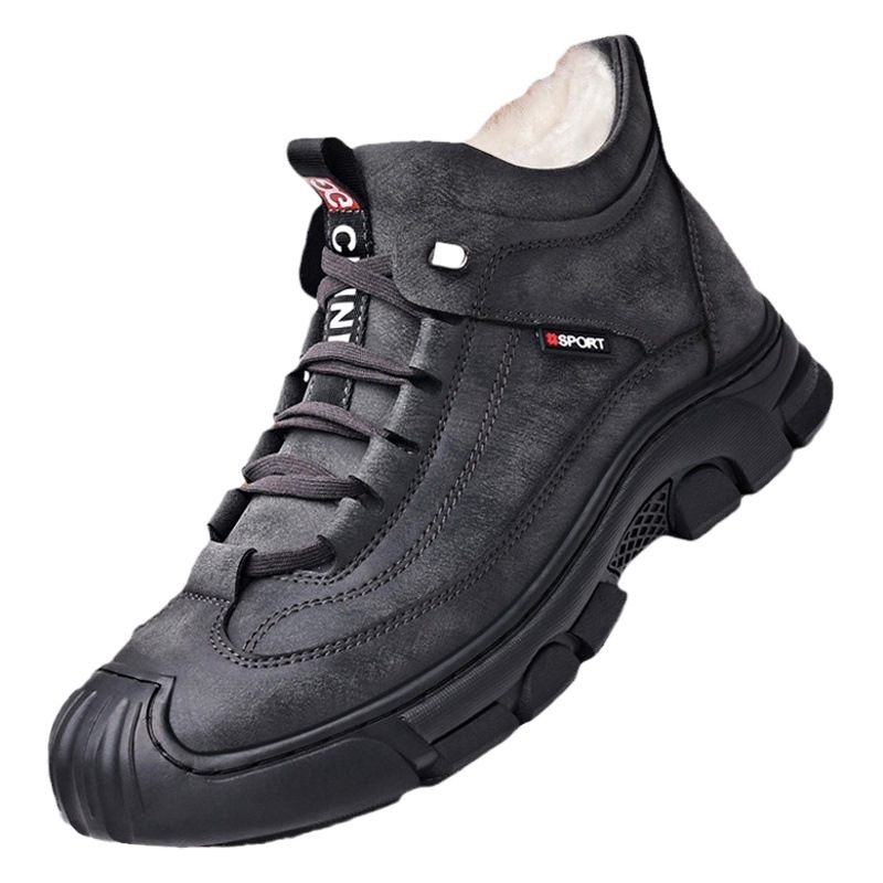 Cross-Border Foreign Trade Martin Boots for Men 2026 Winter New Style Men's Cotton Shoes with Fleece Lining, Thickened and Warm Men's Casual Short Boots