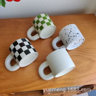 Nordic retro ins splash ink mug online celebrity manicure photo cup fat handle large ceramic water cup coffee cup