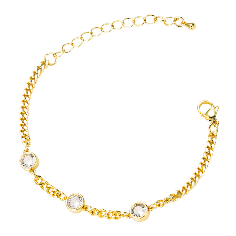 Nihaojewelry wholesale jewelry new copper plated 18K real gold zircon chain braceletpicture6