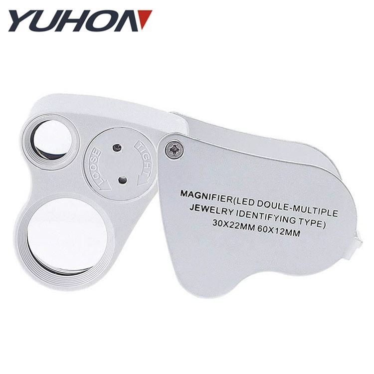 Двойное кратное 30 раз 60 раз складное металлическое увеличительное стекло Античный нефритовый фарфор Алмазная антикварная коллекция признательность