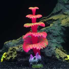 东莞厂家批发鱼缸水族造景装饰仿真圣诞珊瑚假水草塑胶荧光装饰