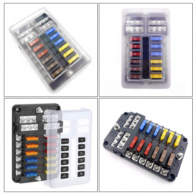 正负极款ATO汽车保险丝盒汽车船舶带负极保险丝盒12路1进12出保险
