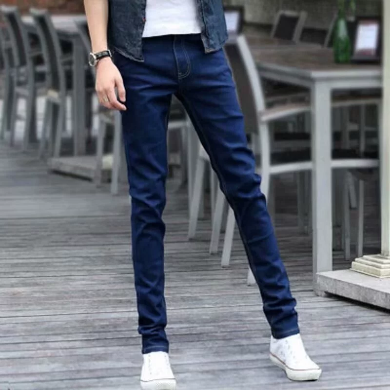 (Кросс-бордерная торговля), джинсы, мужские брюки, со снежинками, slim fit, корейский стиль, облегающие