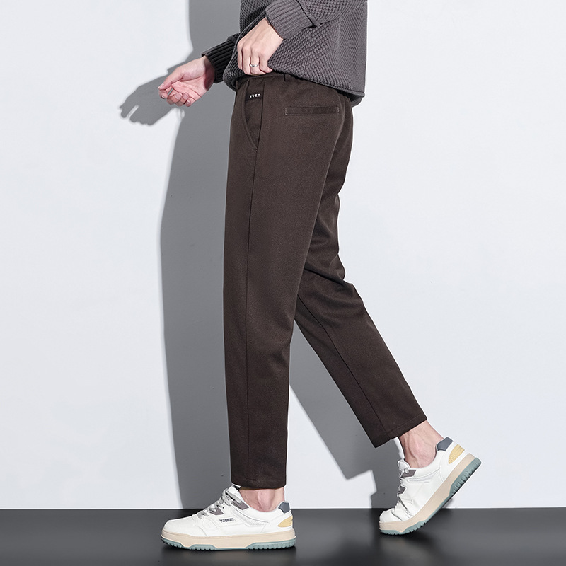 Men's new autumn casual cropped pants, men's slim straight pants, cropped dress pants, brown business casual pants Men's new autumn casual cropped pants, men's slim straight pants, cropped dress pants, brown business casual pants