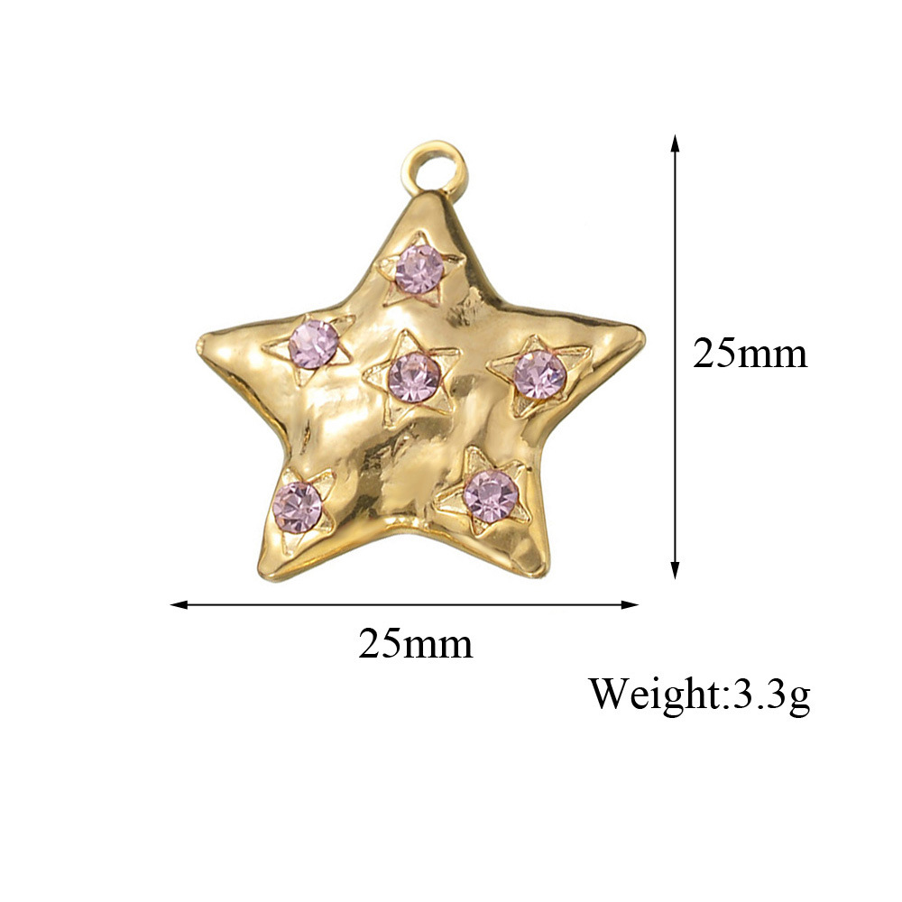 5 Pcs/package Simple Style Star Stainless Steel Plating Inlay Pendant Jewelry Accessories display picture 2