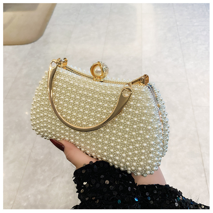 New pearl lady's handbag, banquet dress crossbody bag, elegant socialite dinner bag, high-end underarm bag wholesale undefined