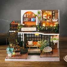 DIY小屋丛林么么茶3D立体拼图木制手工模型欧式茶楼复古拼装别墅