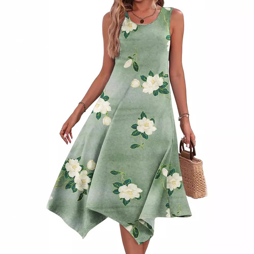 Unstructured camisole dress, women's fashion, medium-long, stylish floral maxi dress