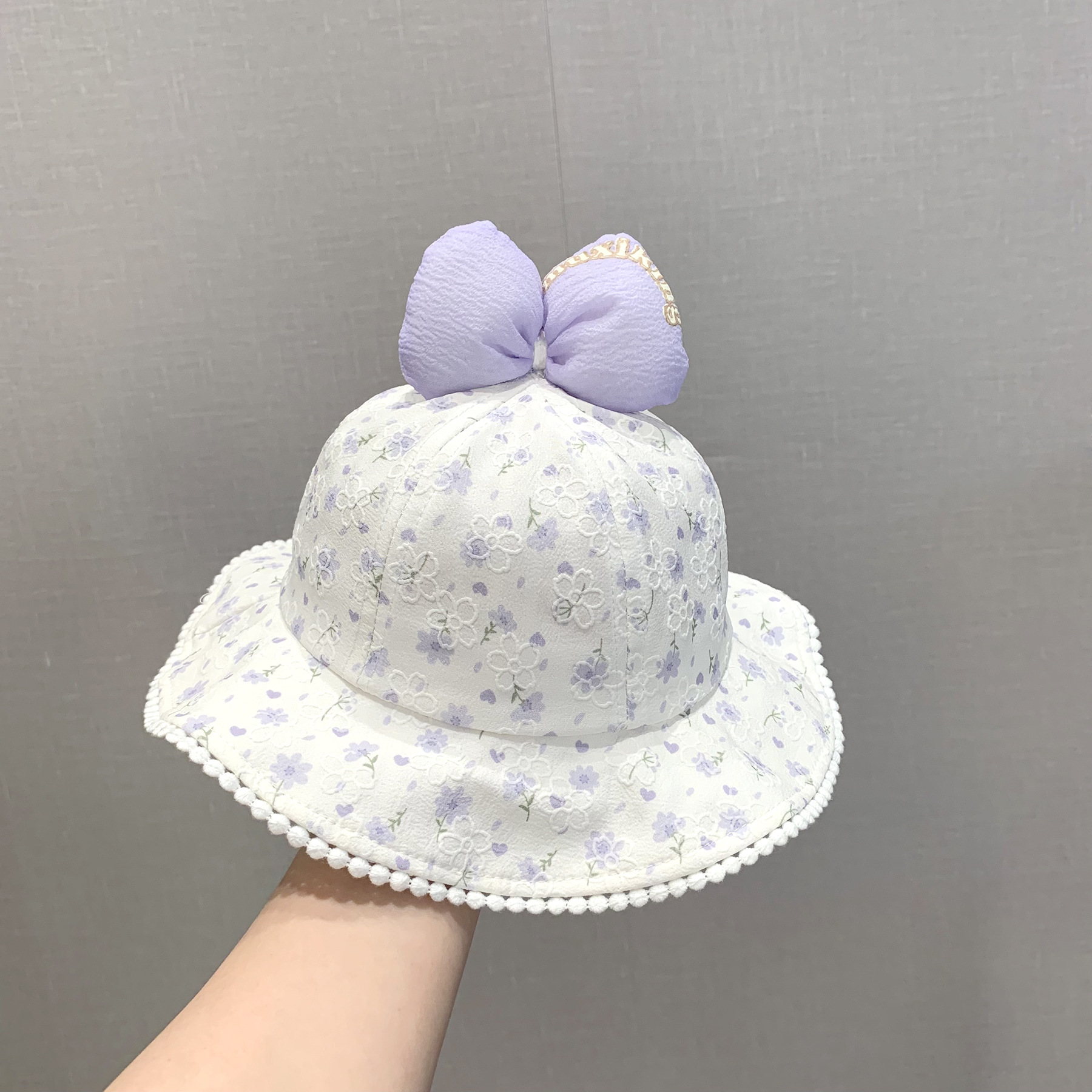 Sombreros para bebés primavera y otoño sombrero de pescador bebés arco princesa encaje sombrero de sombrero para niñas fuera sombrero protector solar