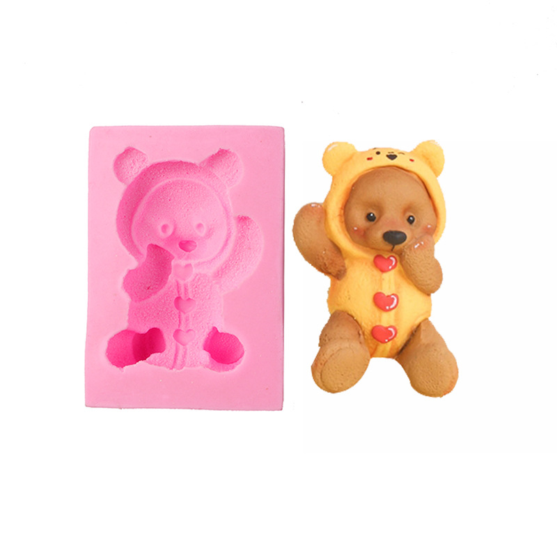 Oso de dibujos animados aromaterapia molde para hornear DIY epoxi decoración la torta del molde chocolate fondant Silicona