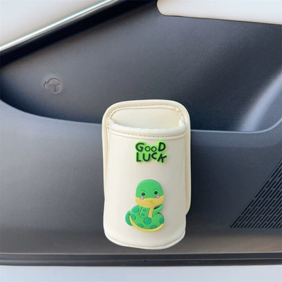 Car cup holder/beverage holder — Multifunctional Tea Cup Holder for Car Use - si-snake-off-white-tea-cup-storage-bucket