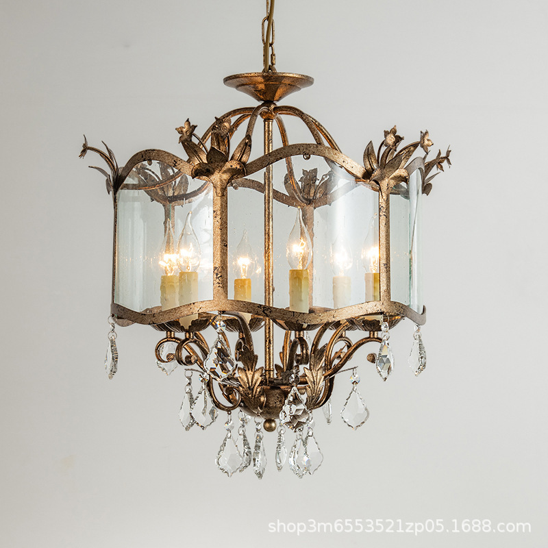 Factory Wholesale American Restaurant Chandelier Retro Old Medieval Vintage French Candle Bedroom Crystal Lighting