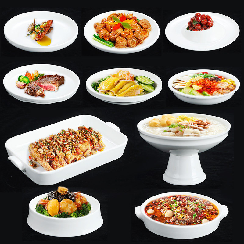 Hotel Irregular-Shaped Tableware Set Creative Plates Irregular-Shaped Dishes Household Ceramic Commercial Pure White Dinner Plates Restaurant