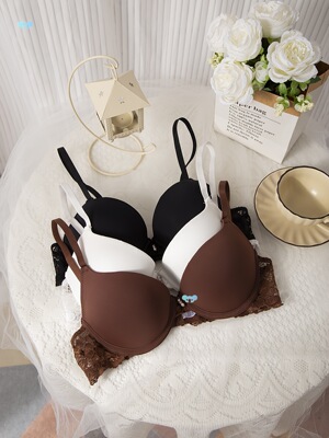 3pcs Mature Style Solid Color Polyamide Bralettes with|ms