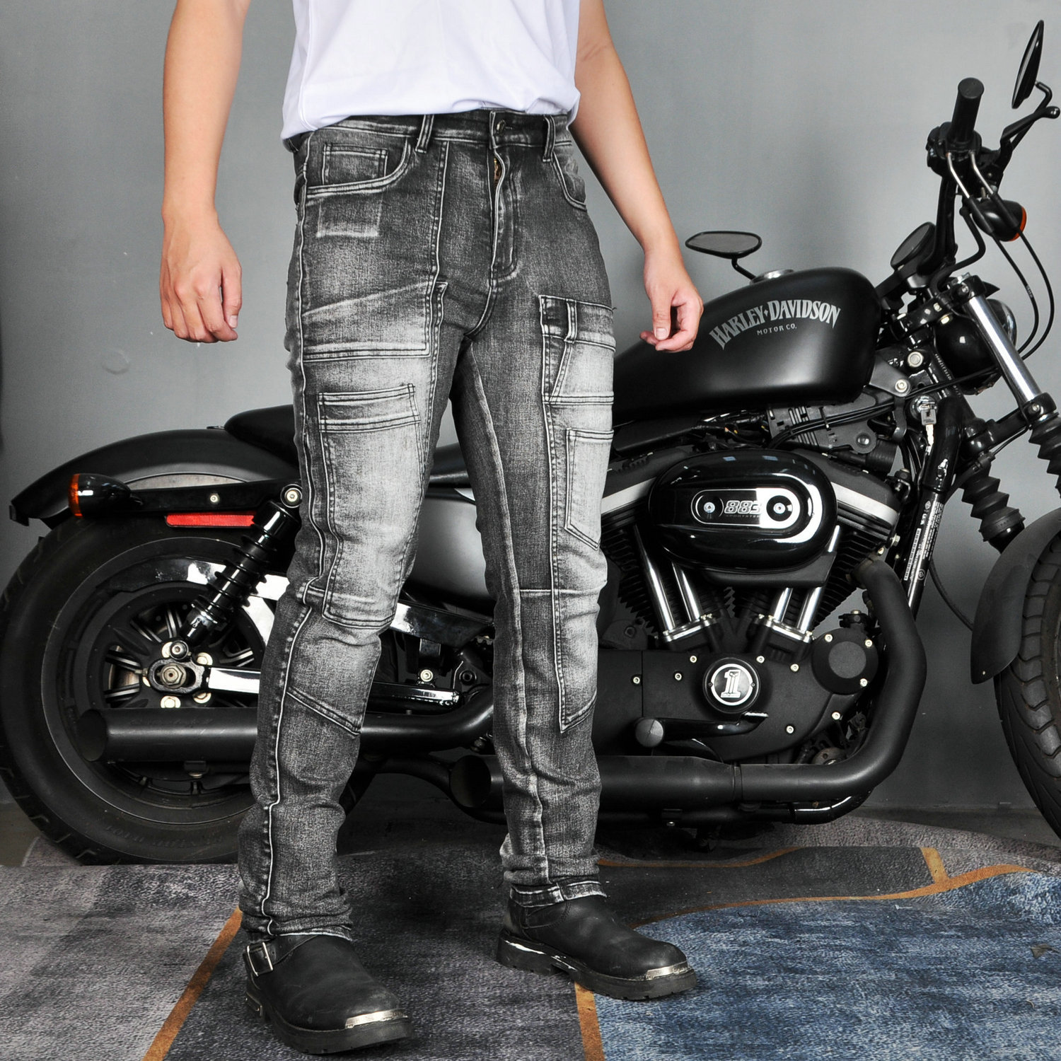 VOLERO jeans para motocicleta para hombres y mujeres herramientas de múltiples bolsillos para montar en motocicleta pantalones anti-caída equipo de protección de silicona