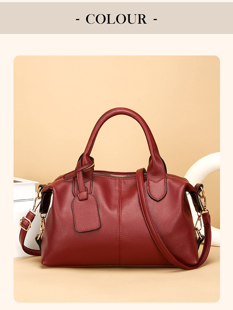 Women's Soft Leather Boston Bag Large Capacity Handheld Tote Bag_voghion.com