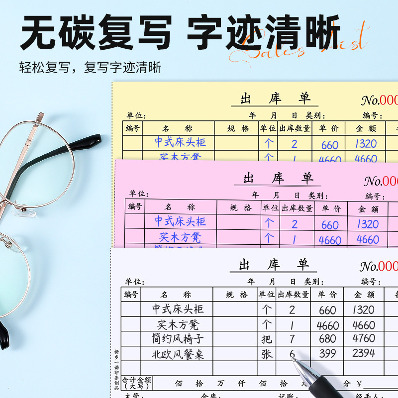 厚さ100ページの20冊、倉庫発送伝票、倉庫受入伝票、2連、3連、4連倉庫作業場受領伝票、新スタイル|undefined