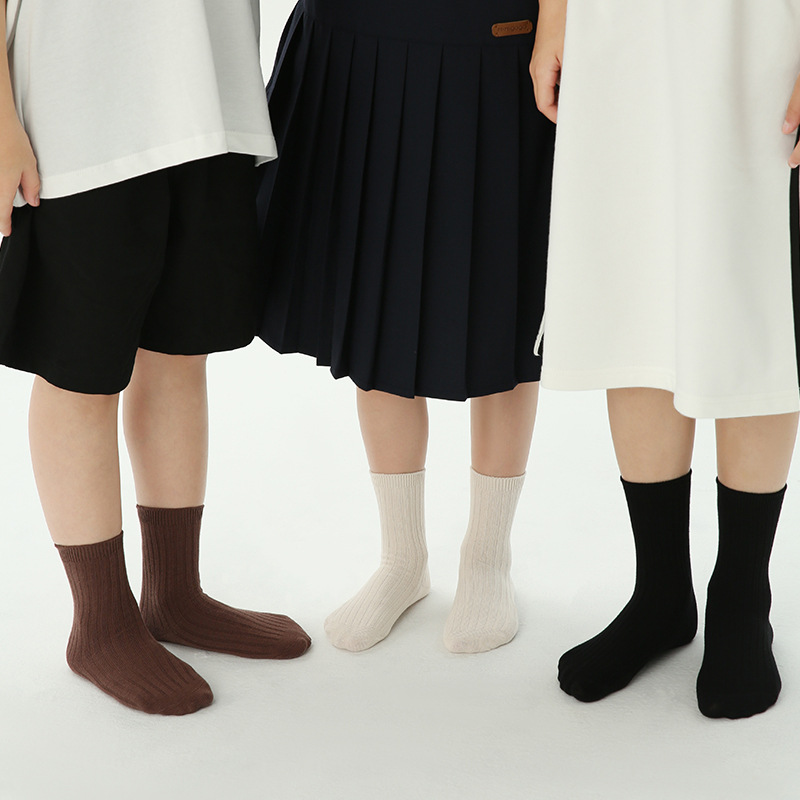 Calcetines para niños primavera y otoño moda de una sola pieza calcetines de media pantorrilla de color sólido para niños y niñas calcetines de bebé de color liso de doble aguja