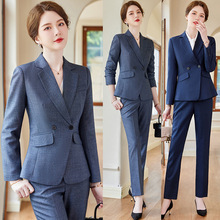 时尚休闲职业套装女春秋收腰气质西装裤子两件套金店珠宝店工作服