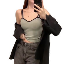 甜辣妹吊带背心女夏季外穿带胸垫抹胸内搭无袖性感上衣设计感美背