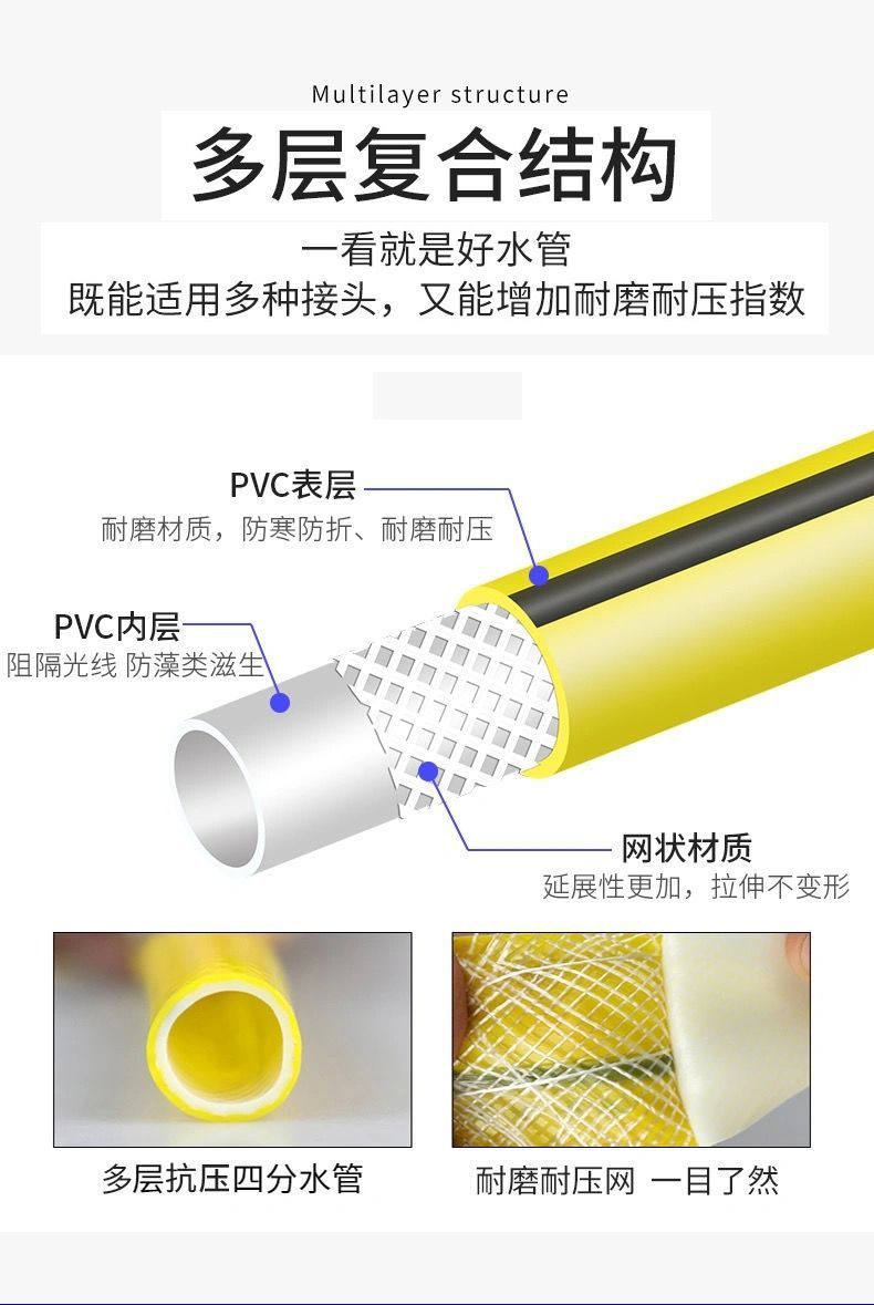Household High-Pressure Car Wash Hose and Water Gun Set, Garden Tools, Flower Watering Nozzle, for Connecting to Tap Water