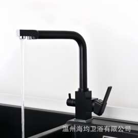 跨境全铜三合一水龙头厨房冷热净水双用水槽菜盆净水器直饮水龙头