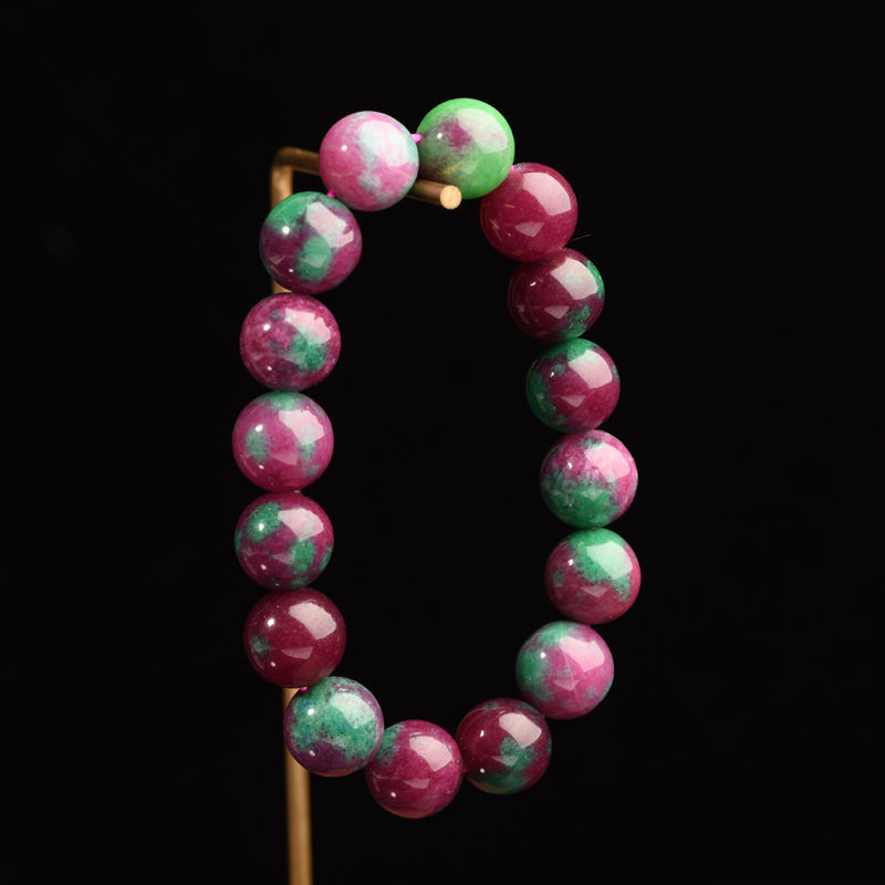 智贝详情图_5天然水晶红绿宝手链红宝石单圈手串男女款首饰品玉