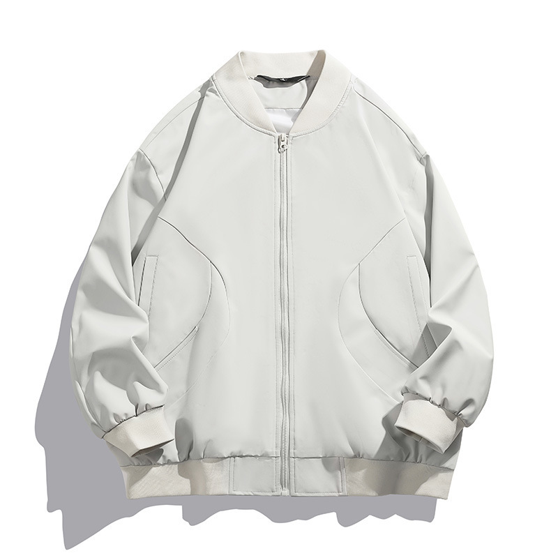 百搭美式休闲飞行员夹克男卡其色休闲外套秋冬弯刀cleanfit棒球服|undefined