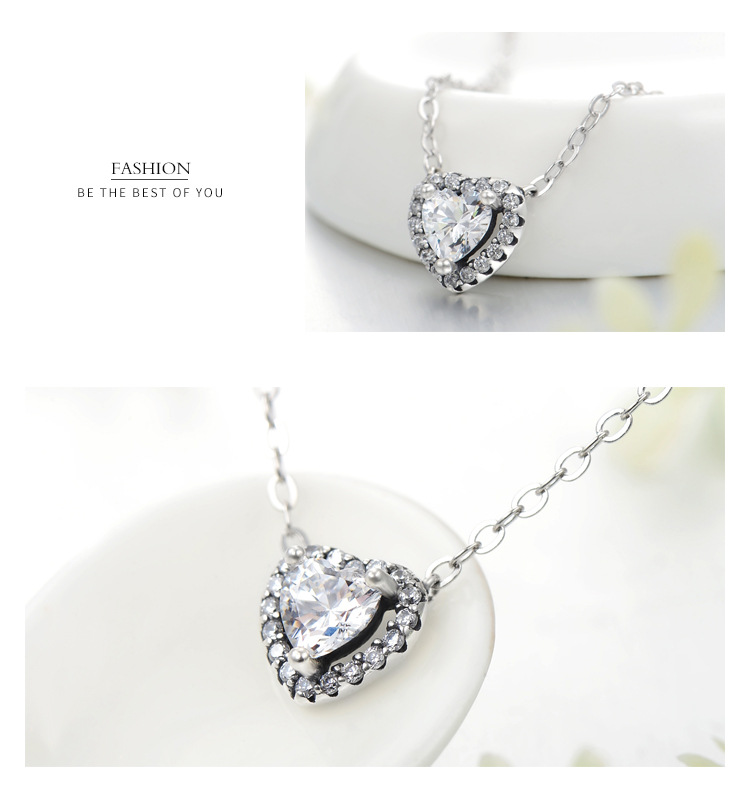 Style Simple Forme De Cœur Argent Placage Incruster Zircon Collier 1 Pièce display picture 1