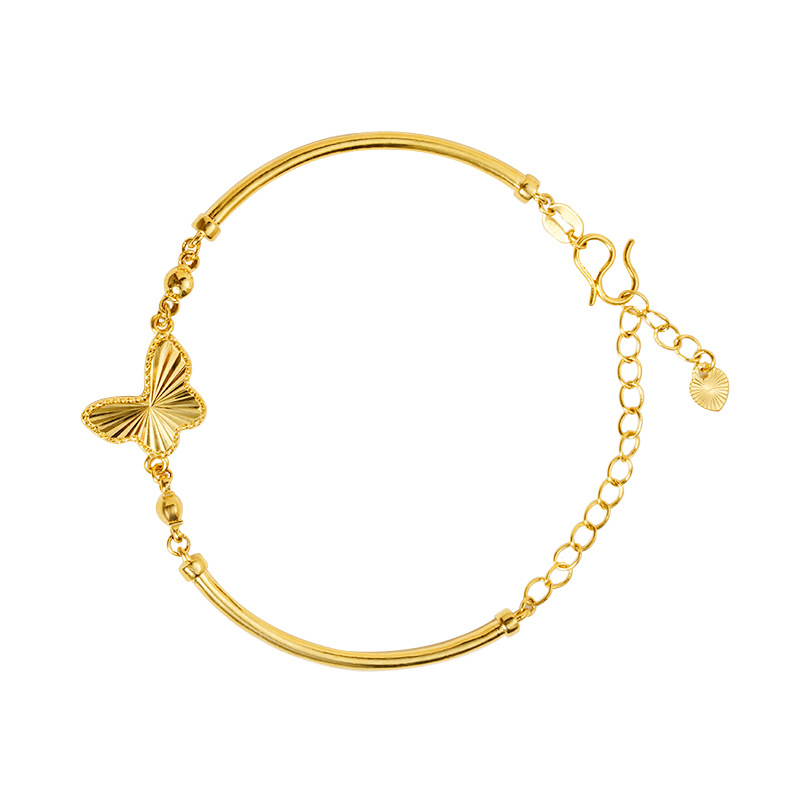 Simples y lujosos viento de oro de arena vietnamita mariposa pulsera de tubo de cobre de alta feminidad joyas de aleación de cobre en línea