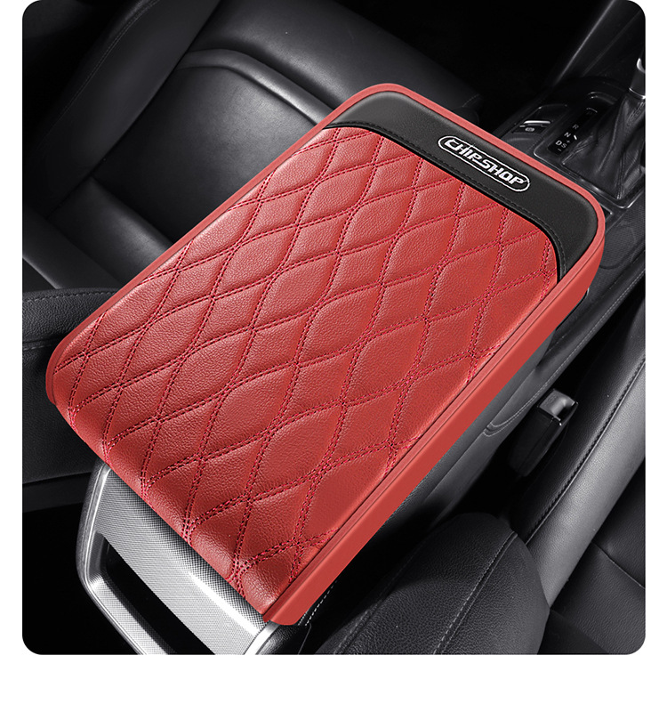 Car Armrest Box Heightening Pad Nappa Leather Center Armrest Cover