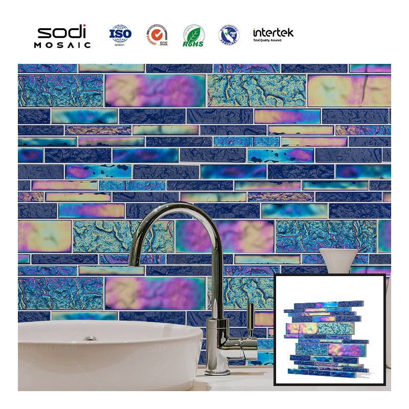 Wall Splash Guard 6mm Shiny Bathroom Swimming Pool Dark Blue Stripes/Square Glass Mosaic Tile Wall Splash Guard 6mm Shiny Bathroom Swimming Pool Dark Blue Stripes/Square Glass Mosaic Tile
