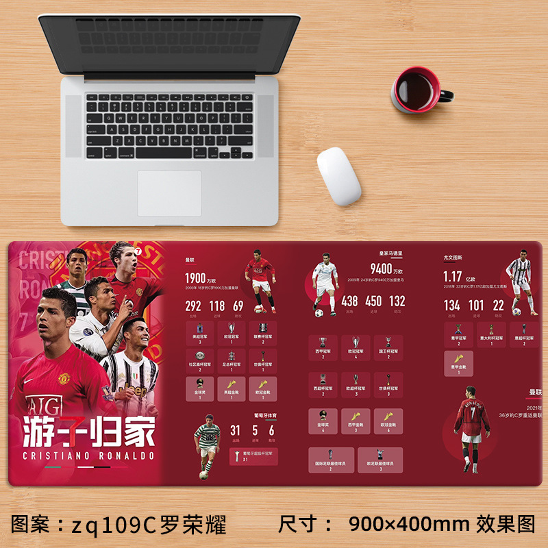 Alfombrilla de ratón nueva de Cristiano Ronaldo, extra grande, de fútbol, Messi, Bayern, La Liga, para juegos, e-sports, con reposamuñecas, para escritorio de computadora