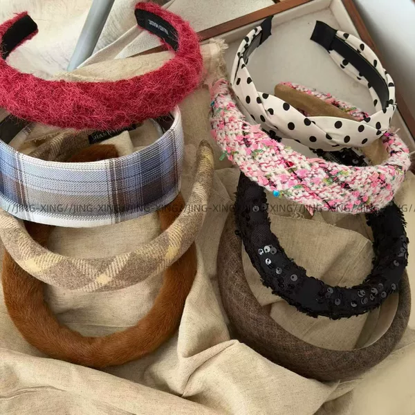Korean Style Fashion Headband Collection, Versatile Fabric Hairbands, Classic Plaid Hair Clips, Good Items on Clearance