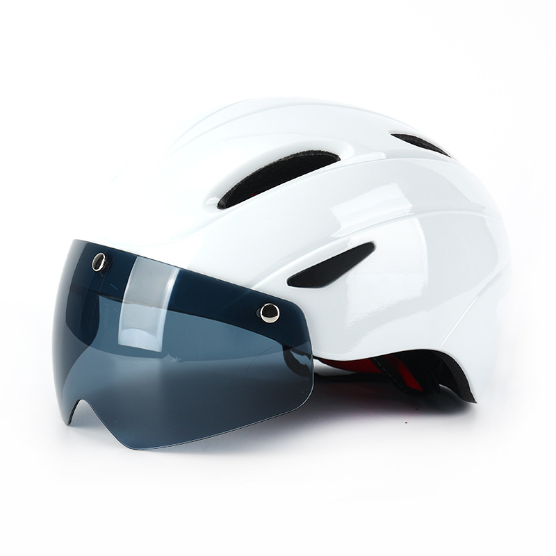 Casco de ciclismo con espejo de absorción magnética, cubierta de PC, gafas unidireccionales de alta densidad, sombrero de viaje para llevar