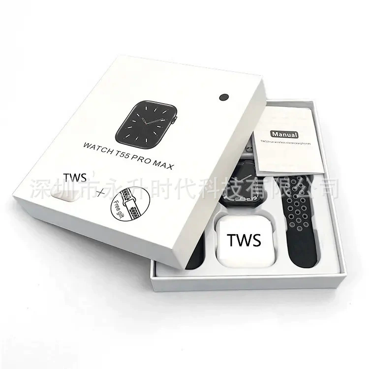 Смарт-часы T55 Pro Max с TWS Bluetooth-наушниками, набор 2-в-1 часы и гарнитура, несколько цветов