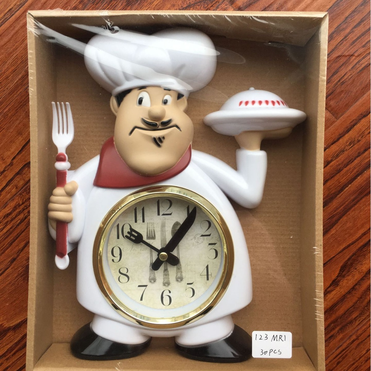 Reloj reloj de cocina creativa chef forma lindo personalizado cuarzo Amazon caliente