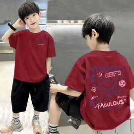 纯棉男童短袖t恤夏季新款百搭半袖潮流男孩童装港风男宝帅气潮服