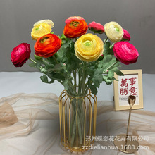 仿真花批发2叉金秋露莲茶梅小牡丹婚庆假花婚礼花艺插花家居摆件